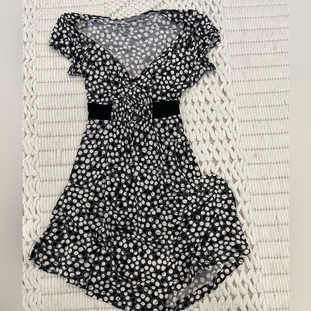 Apt. 9 Black, White and Gray Polka Dot Dress